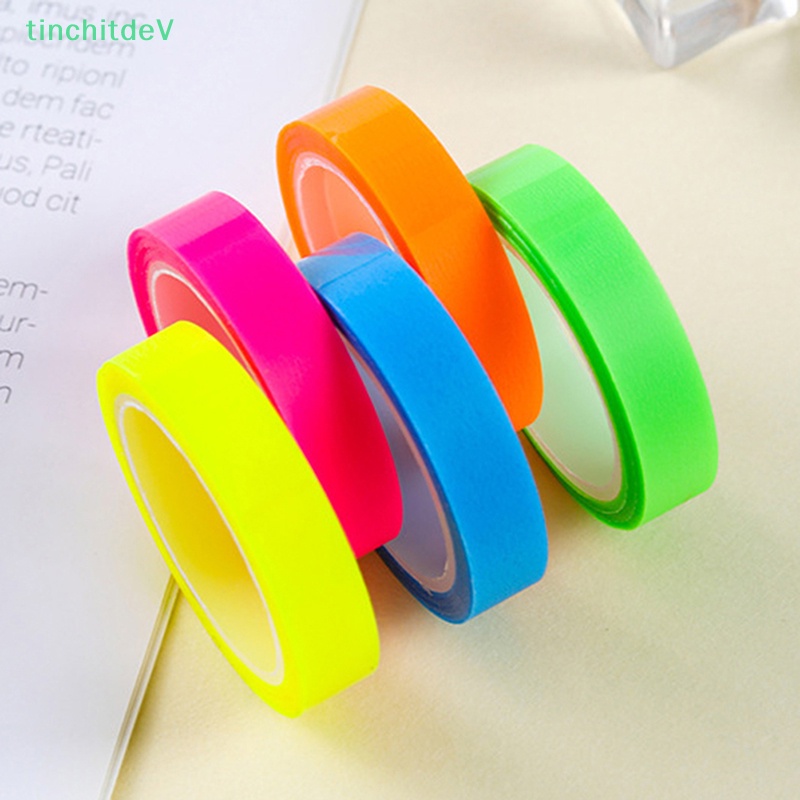 [TinchitdeV] Cuộn 5 Cuộn Nhãn Dán Giấy Ghi Chú Màu Dạ Quang Trong Suốt 5m Làm Quà Tặng Cho Học Sinh / Văn Phòng