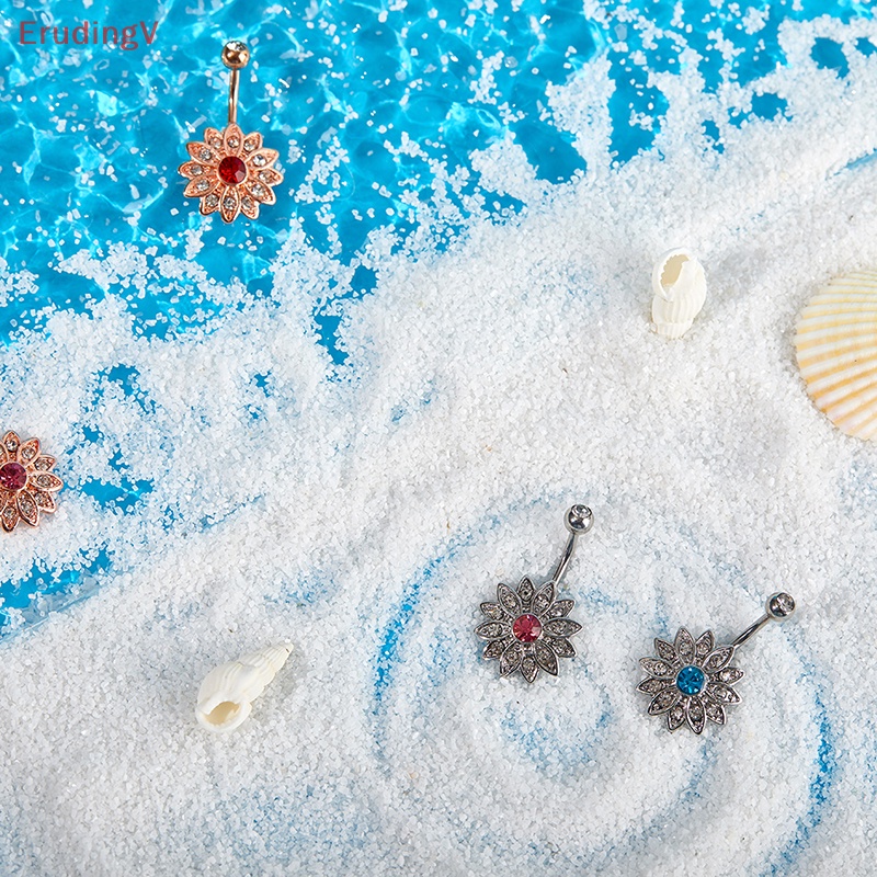 Khuyên Rốn Hình Hoa Đính Đá Pha Lê Thời Trang Cho Nữ