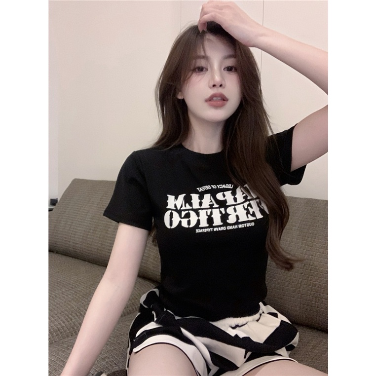 Áo baby tee Thun croptop Cotton Ngắn Tay Hở Rốn Eo Cao Màu Trơn Phong Cách Mùa Hè Cho Nữ