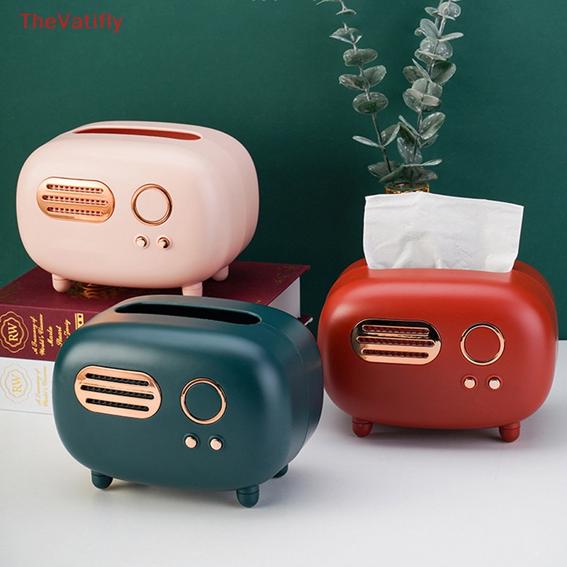 [Thevalifly] Giá Đỡ Hộp Khăn Giấy Hình Radio Cổ Điển Để Bàn Trang Trí HOT