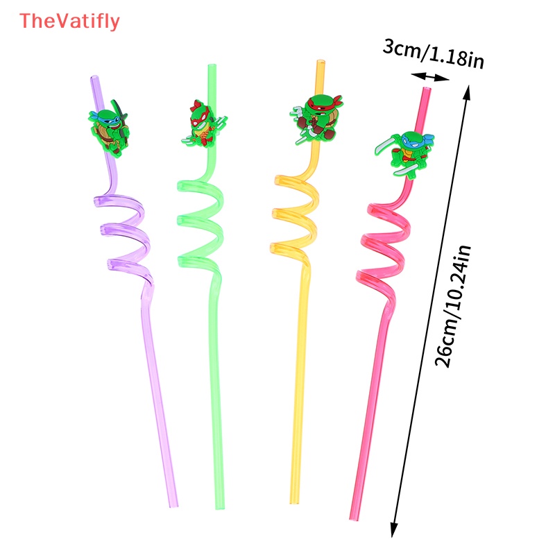 Set 2 / 6 Ống Hút Họa Tiết Hoạt Hình Anime Trang Trí Tiệc Sinh Nhật Cho Bé