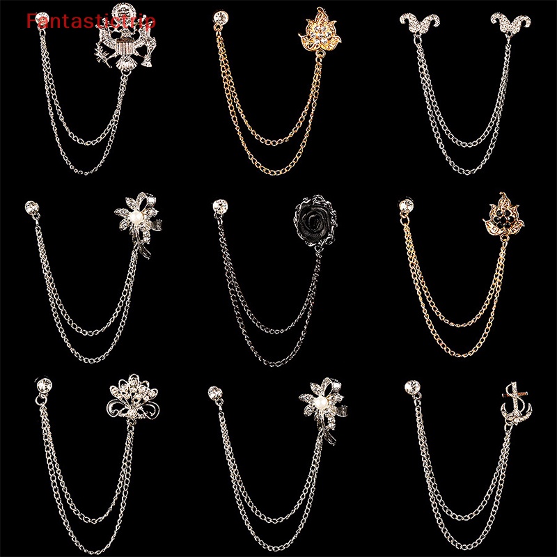 Ghim Cài Áo Hình Hoa Tuyết Phối Dây Xích Tua Rua Thời Trang Cho Nam Và Nữ