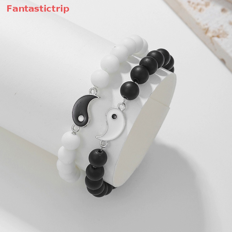 [Fantastictrip] Vòng Tay Chuỗi Hạt Màu Trắng Đen Thời Trang Châu Âu Thái Cực Quyền Phù Hợp Làm Quà Cho Cặp Đôi Mới