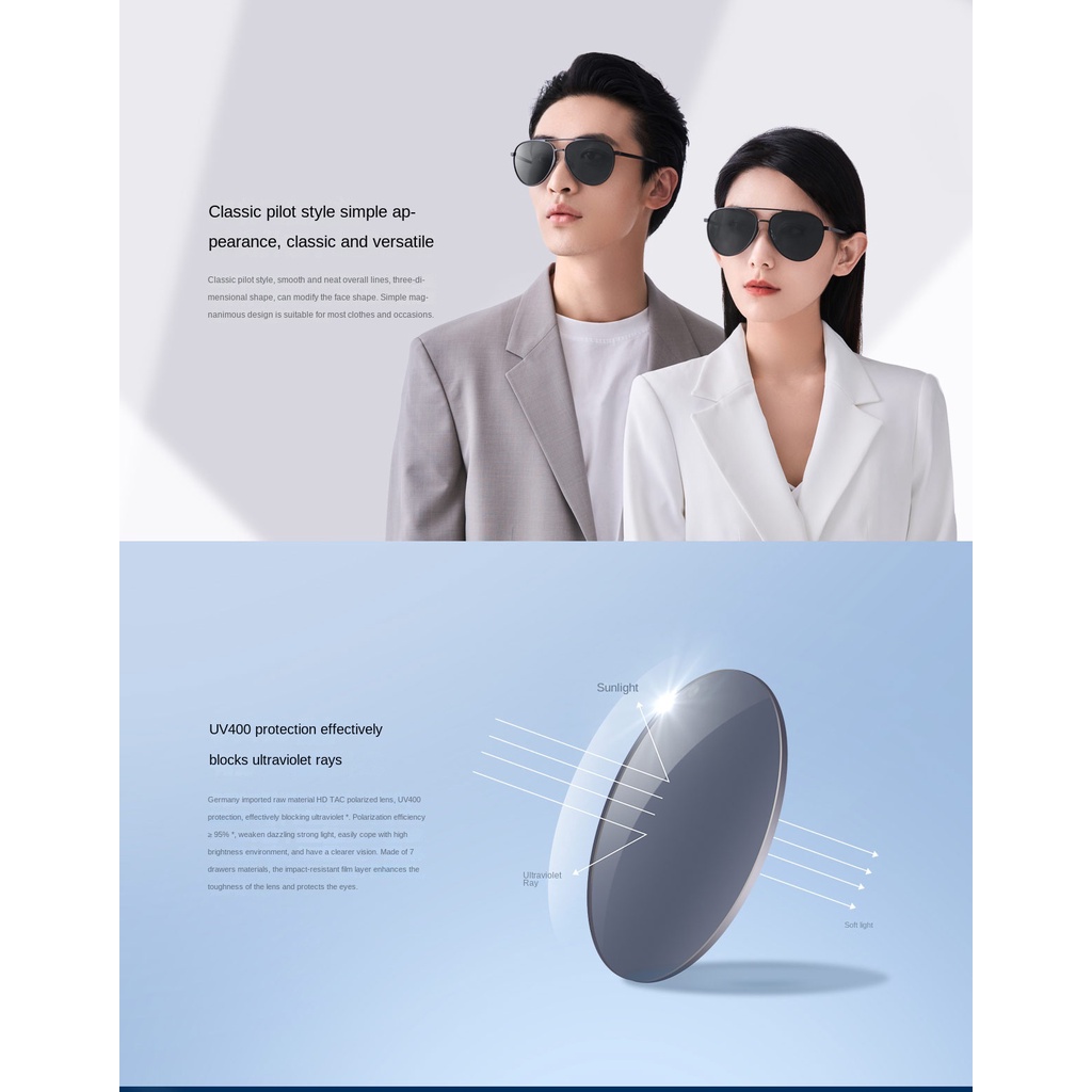 Kính Mát Du Lịch Gọng Nhôm Từ Tính Xiaomi Mijia UV400 Chống Tia UV