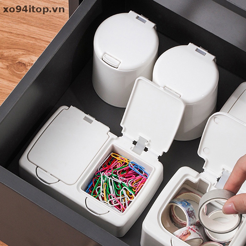 Xoitop Hộp Đựng Tăm Bông Hai Ngăn Hình Chữ Nhật Nhỏ Đơn Giản