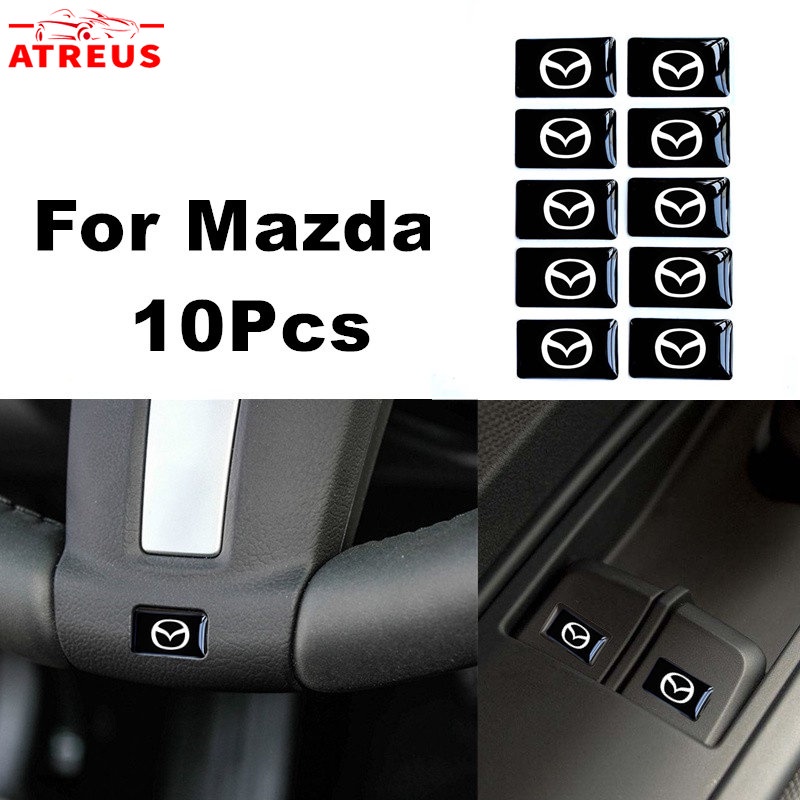 Set 10 Phụ Kiện Trang Trí Nút Điều Khiển Vô Lăng Xe Hơi 3D Cho Mazda 2 3 CX5 CX30 CX8 CX3 Mazda2 6 5 CX9 BT50