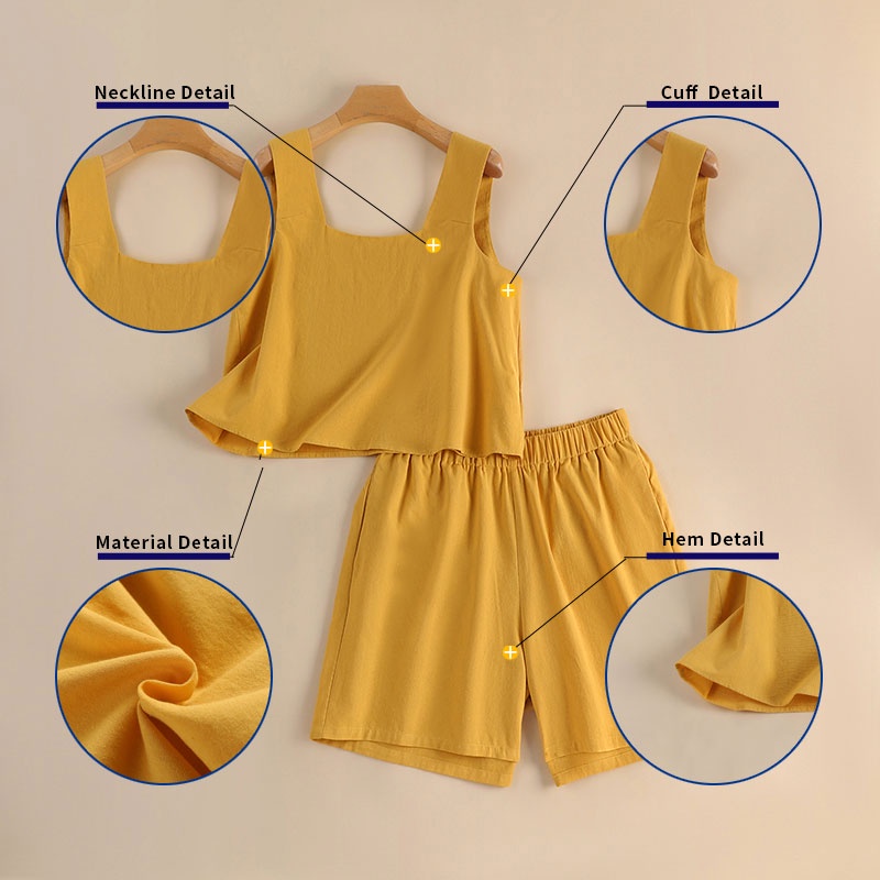 Zanzea Bộ Áo Tank Top Cổ Vuông + Quần Short Lưng Cao Thời Trang Vintage Cho Nữ