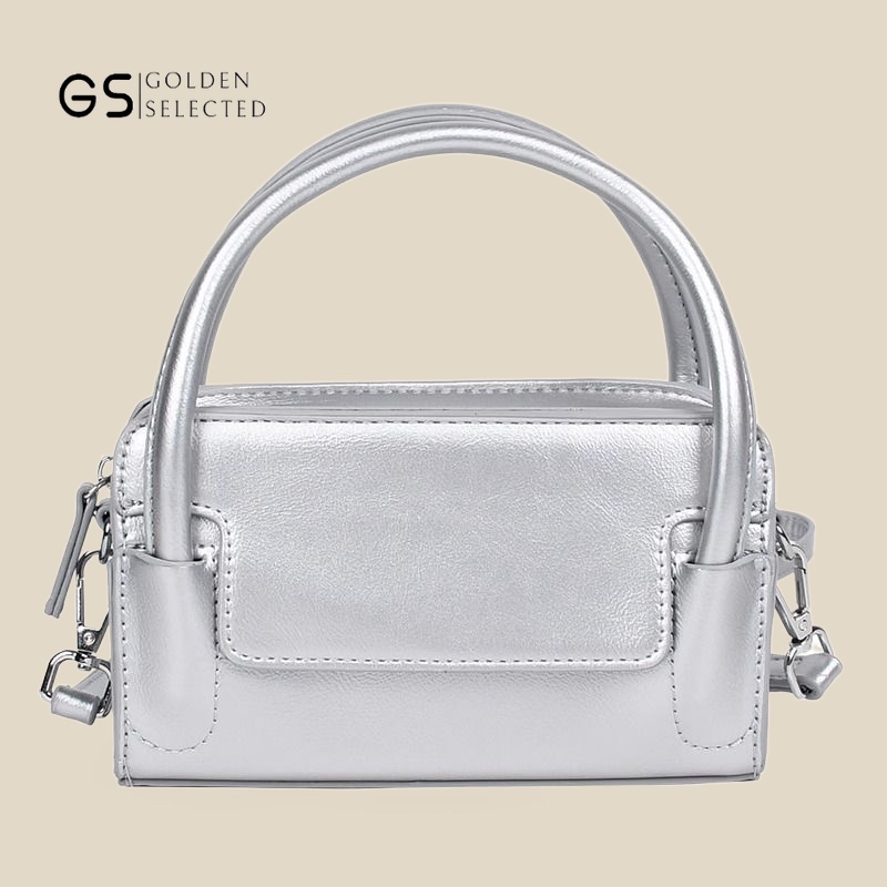 Túi Đeo Chéo Mini Hình Vuông Màu Bạc Đựng Điện Thoại Tiện Dụng