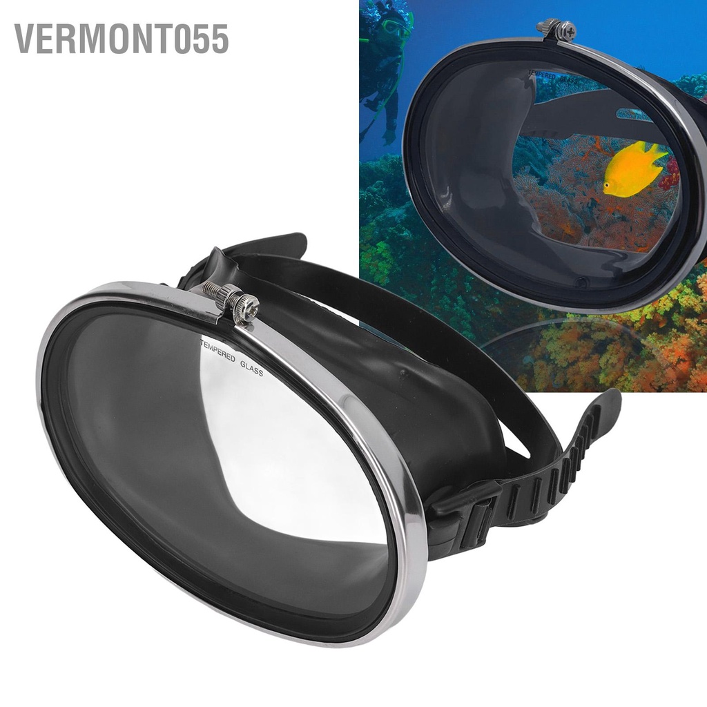 Vermont055 Giá Rẻ Kính Lặn HD Cường Lực PVC Hình Bầu Dục Chống Sương Mù Ống Đơn Cho Ngư Dân Đen