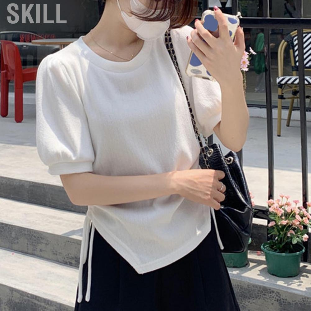Skill Women Summer Top  Vibrant Color Women's Casual Shirt Soft Breathable Round Neck for Outing