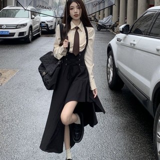 Đầm sơ mi phối dây cột phong cách hàn quốc ngọt ngào cho nữ