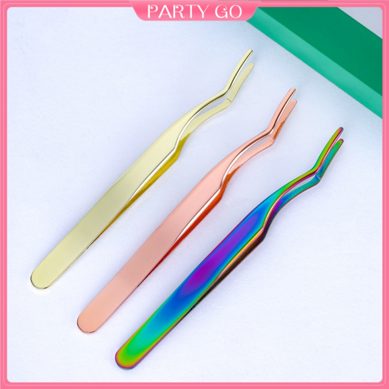 Set 2 Nhíp Gắn Lông Mi Giả Bằng Kim Loại Tiện Lợi