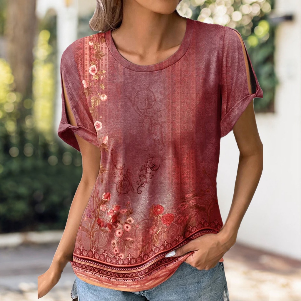 Áo Thun In Hoa Thời Trang Xinh Xắn Dành Cho Nữ