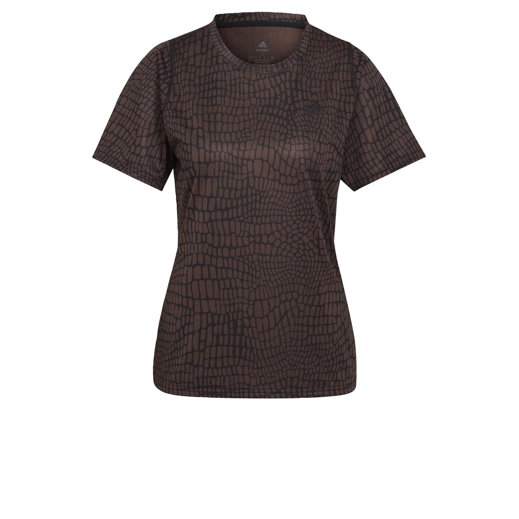 adidas Chạy Áo Thun Chạy Bộ Họa Tiết Da Cá Sấu Run Icons Nữ Đen HN0676