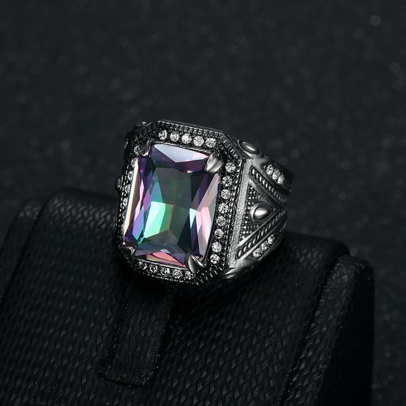 Nhẫn Đính Hôn Bằng Thép Titan Đính Đá Zircon Thời Trang Cho Nam