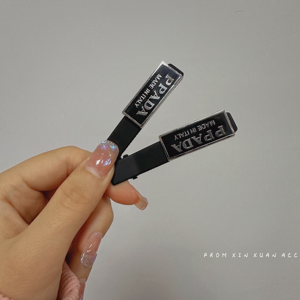 Cặp Kẹp Tóc Mỏ Vịt Màu Vàng Đen Phong Cách Pháp Thời Trang Cho Nữ