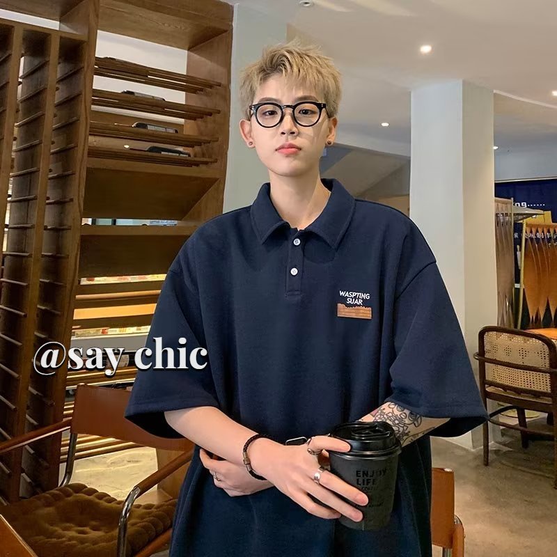 Áo polo Màu Trơn Dáng Rộng Thời Trang Mùa Hè Cho Nam