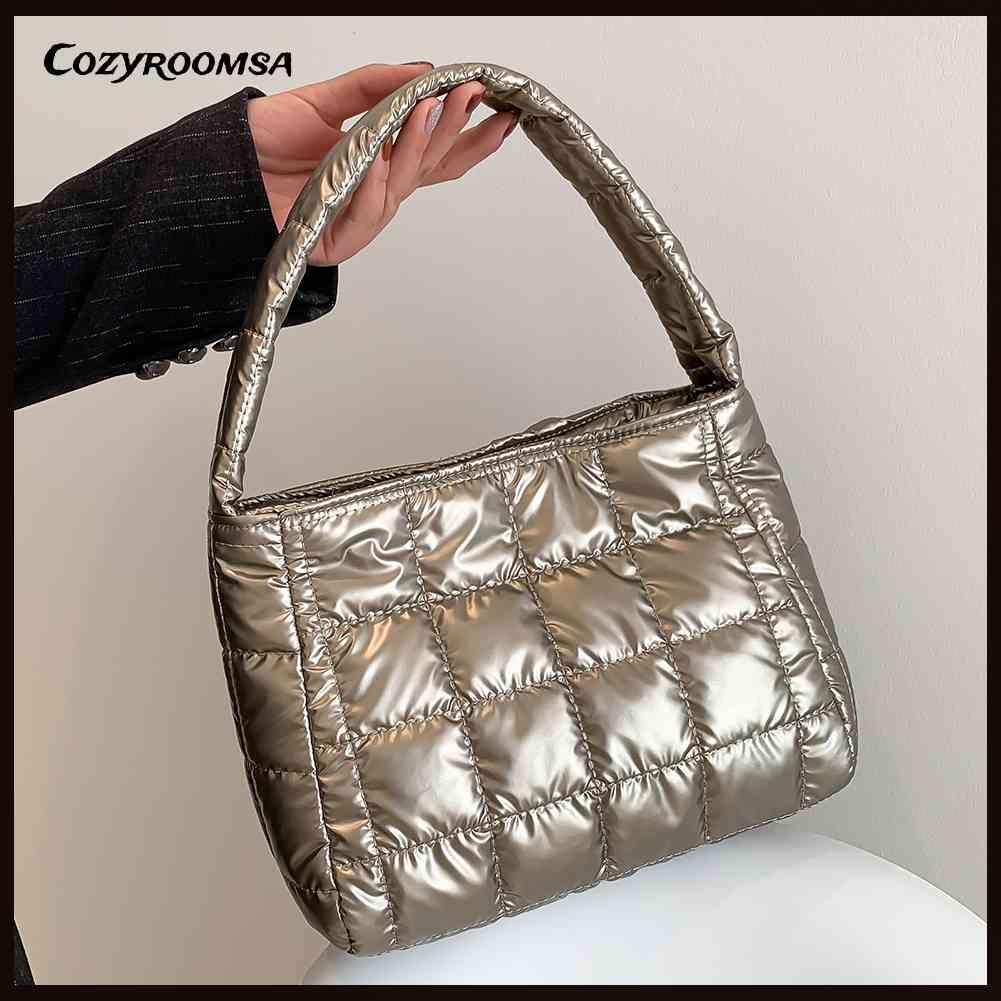 Túi Xách Tote Chất Liệu Cotton Thêu Họa Tiết Sọc Caro Thời Trang Cho Nữ