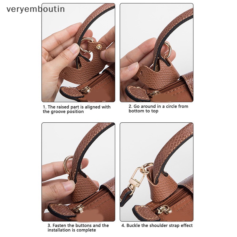 LONGCHAMP Dây Đeo Túi Xách Mini Bằng Da Thật Không Cần Đục Lỗ