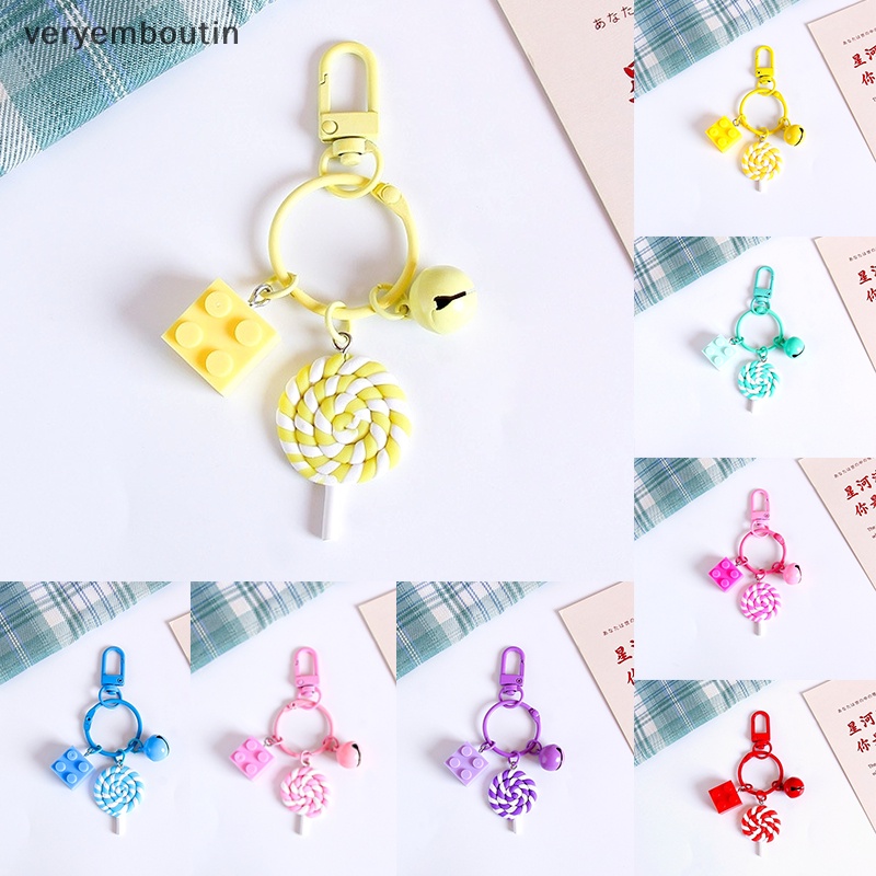 Móc Khóa Hình Kẹo Mút Phối Chuông Nhiều Màu Dễ Thương Trang Trí Ba Lô / Ô Tô