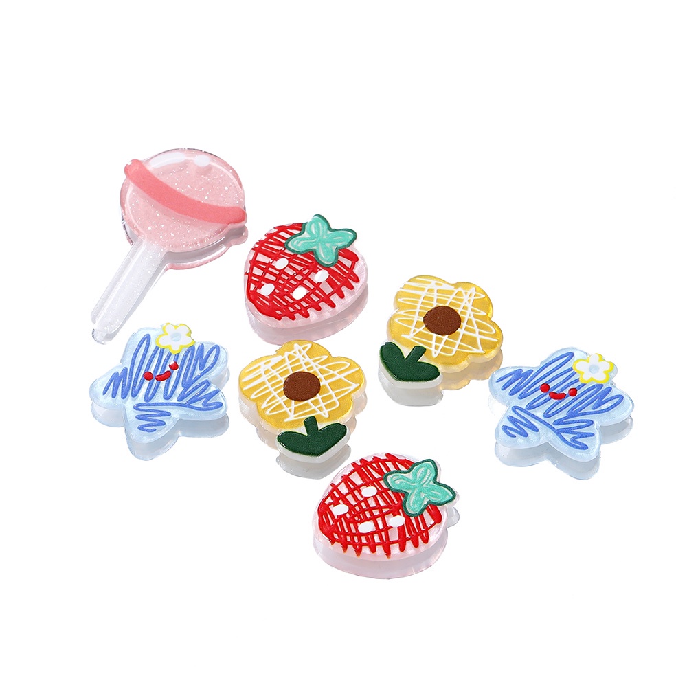 Bộ 4-10 Tấm Nhựa Acrylic In Hình Dâu Tây / Ngôi Sao Năm Cánh Dùng Làm Móc Khóa / Điện Thoại / Trang Sức DIY