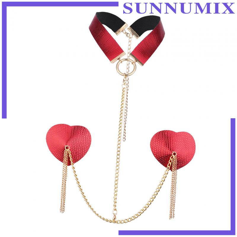 [Sunnimix] Dây Xích Đeo Ngực Trang Trí Áo Ngực Phát Nhạc Phụ Kiện Tiệc Cưới L