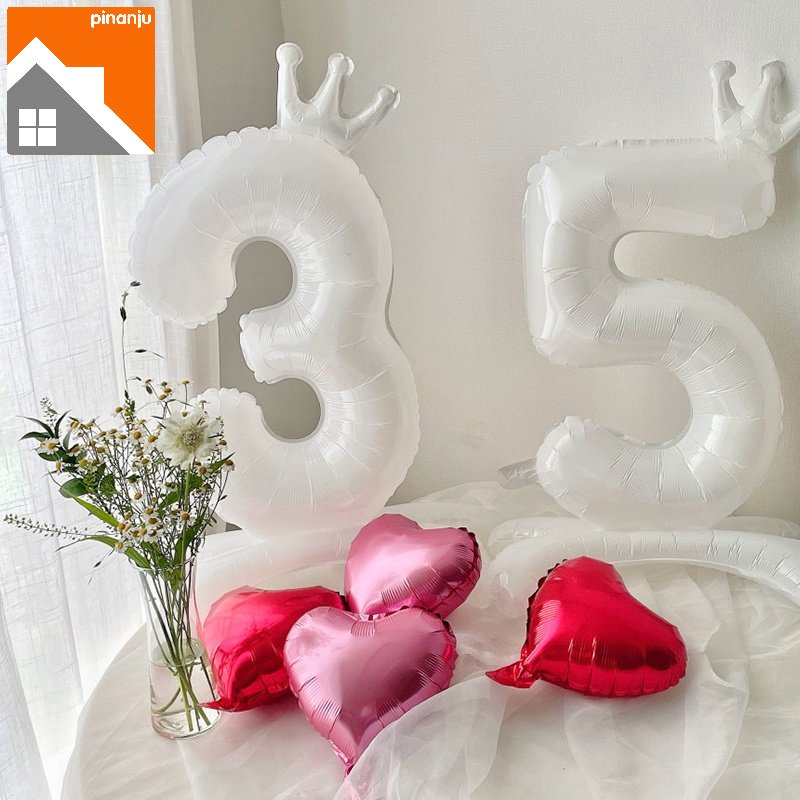 Bong Bóng Nhôm Hình Số Màu Trắng Trang Trí Tiệc