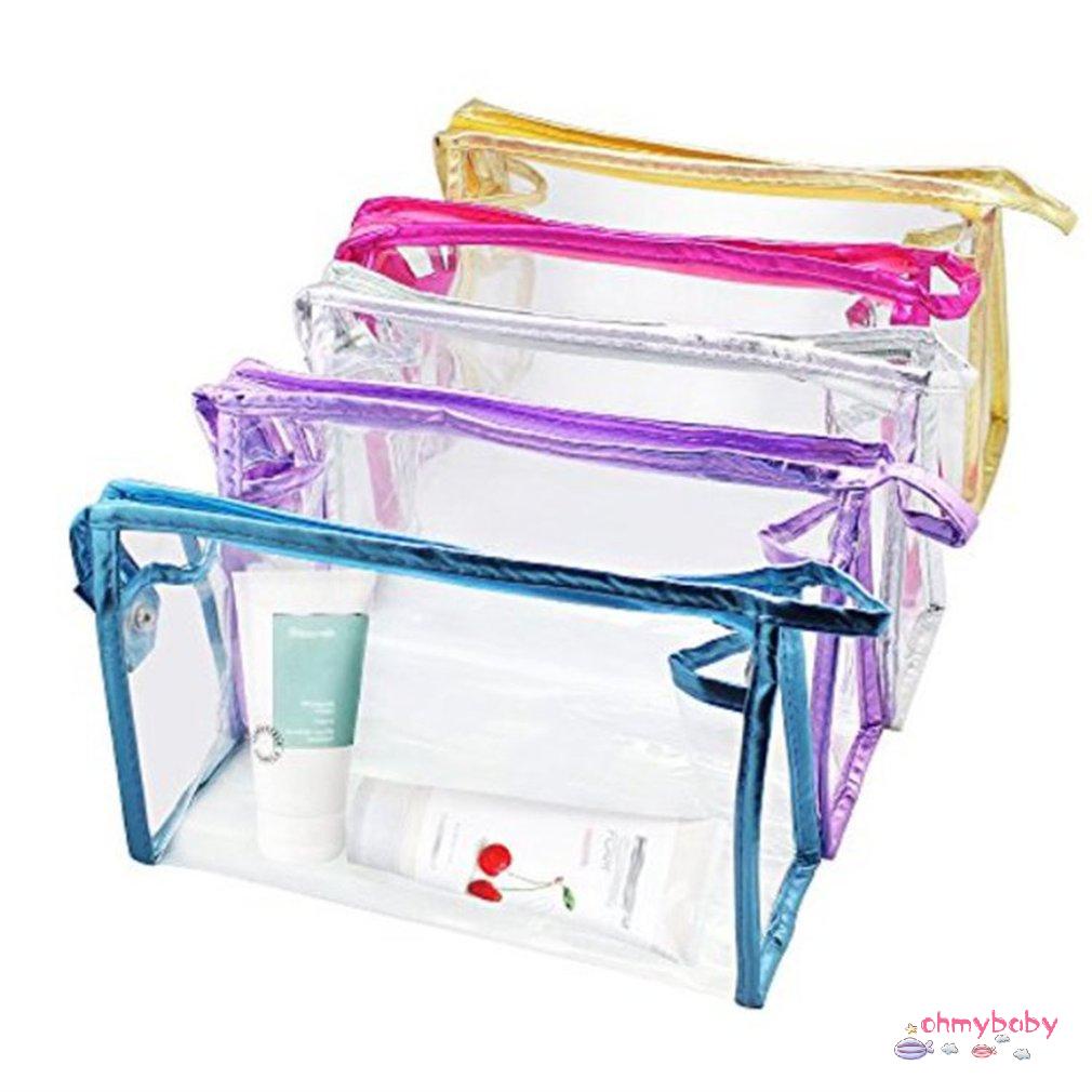 [Ready] Túi đựng mỹ phẩm chống thấm nước trong suốt Pvc Zipper Kỳ nghỉ Phòng tắm lưu trữ Bộ dụng cụ du lịch 5 chiếc [Z/14]