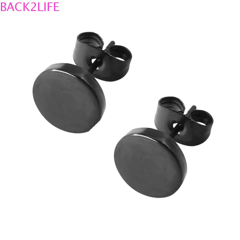 Set 2 Khuyên Tai Tròn Màu Đen Thời Trang