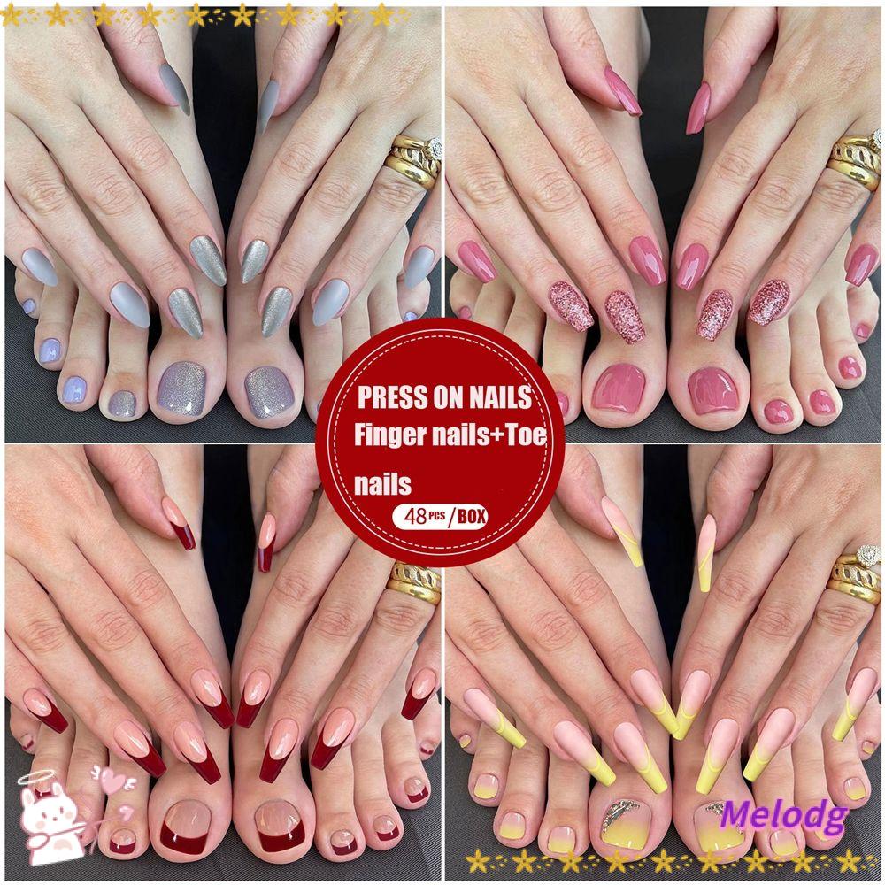 Hộp 48 Móng Chân Giả Đầu Vuông Có Thể Tháo Rời