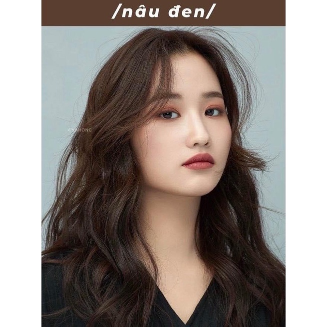 HOT 2023 _Thuốc nhuộm tóc màu Nâu Trà Đen + tặng kèm oxy và gang tay
