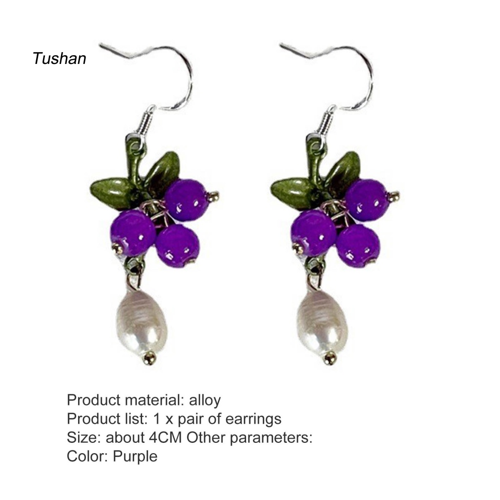 1 Đôi Bông Tai Hình Trái Nho Đính Ngọc Trai Giả Phong Cách Nhật Hàn Dành Cho Nữ