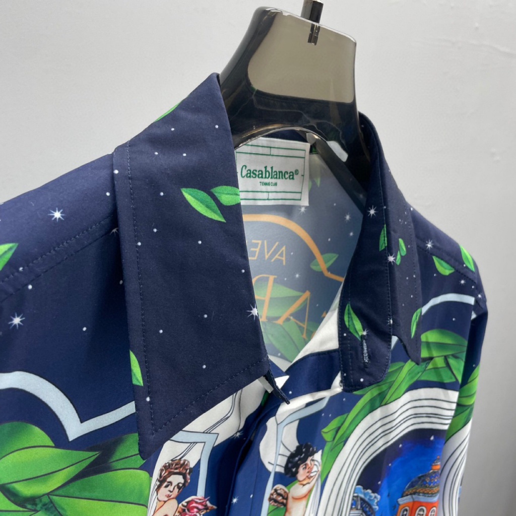 CASABLANCA long-sleeved shirt letter print pattern men's and women's same lapel shirt spot all-match