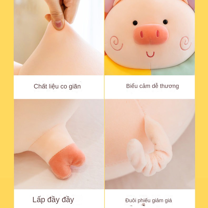 Thú Nhồi Bông Hình Chú Heo Màu Cầu Vồng Dễ Thương