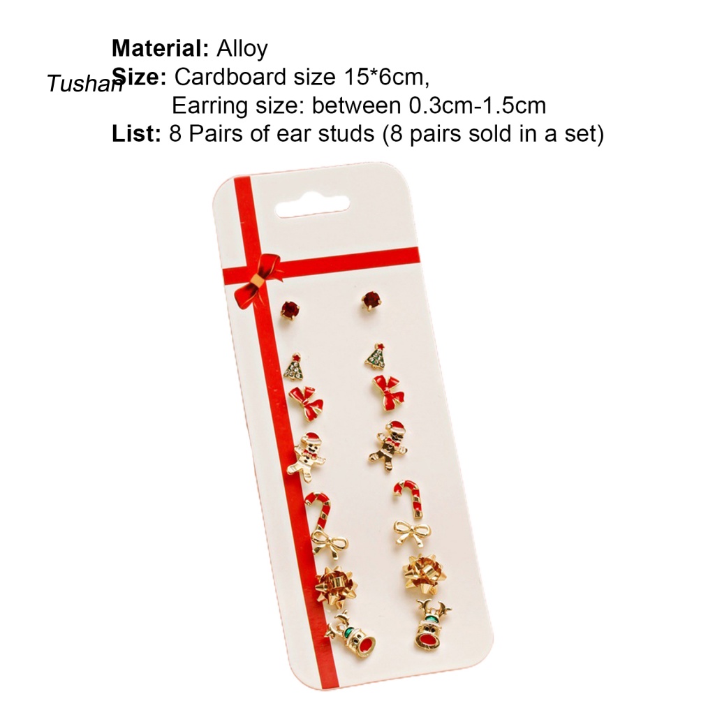Set 8 Đôi Khuyên Tai Phong Cách Giáng Sinh Thời Trang Cho Nữ