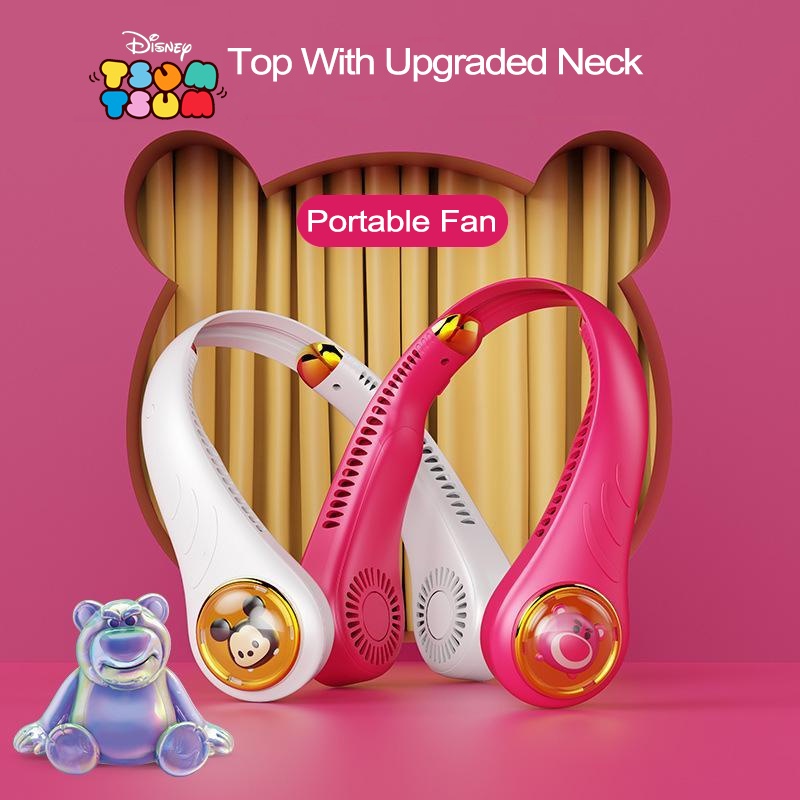 Quạt Treo Cổ Nhỏ Gọn Ba Chế Độ Pin Dài Điều Chỉnh Được Họa Tiết Disney