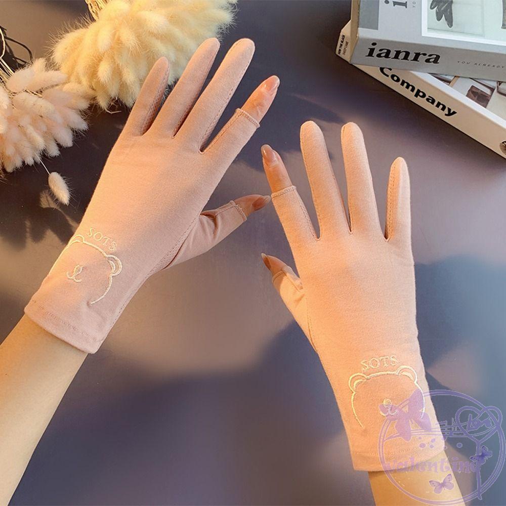 Găng Tay Chống Nắng Chống Trượt Vải Lưới Cotton Dễ Thương Cho Bé Gái