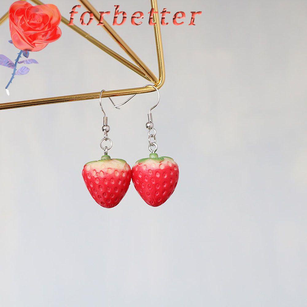 Khuyên Tai Dáng Dài Bằng Hợp Kim Hình Quả Dâu Màu Đỏ Dễ Thương Cho Bạn Gái