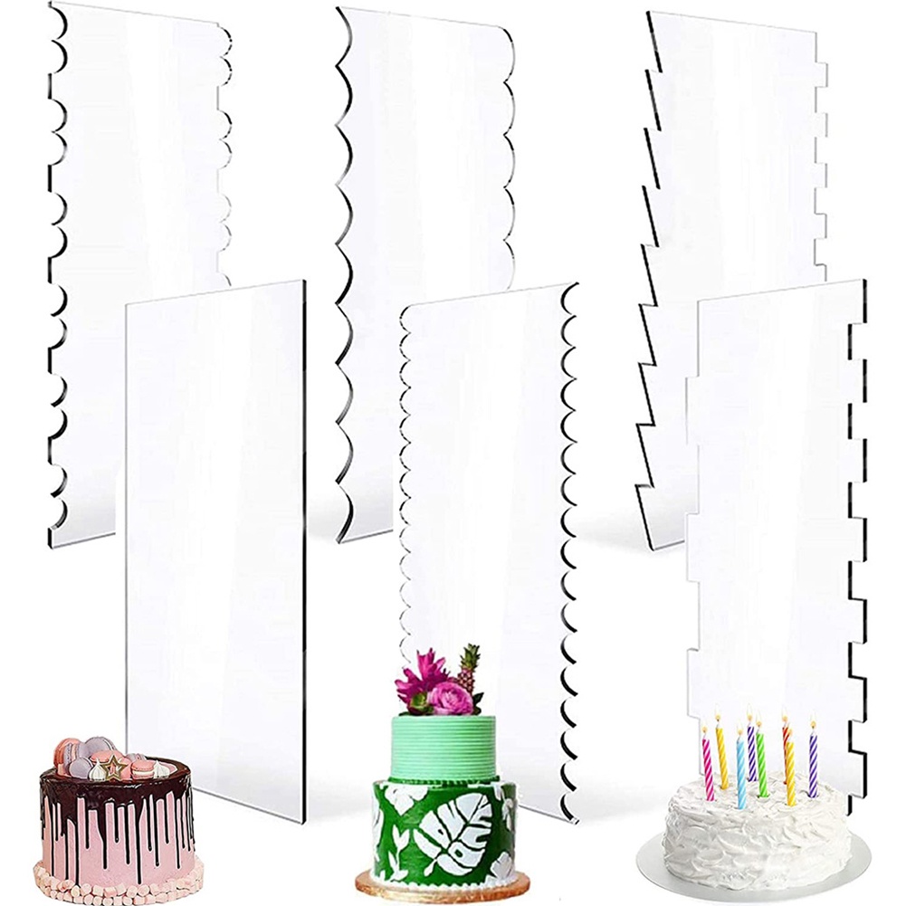 Set 6 Dụng Cụ Làm Láng Bánh Kem Bằng Acrylic Trong Suốt Kích Thước 24x10x0.2cm