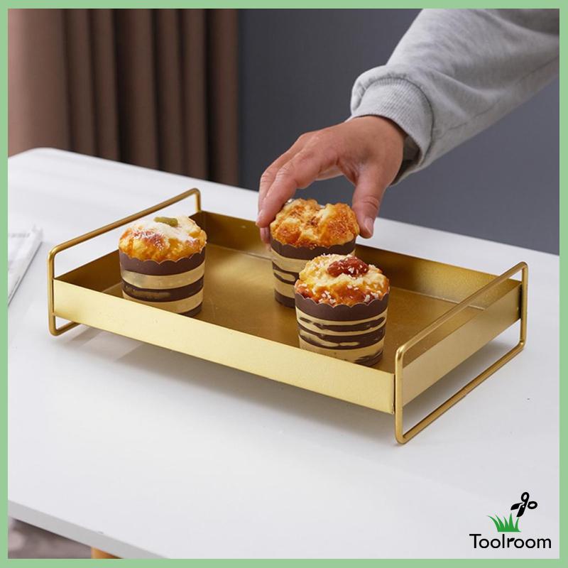 Khay Phục Vụ Màu Vàng Có Tay Cầm Trang Trí Phòng Khách