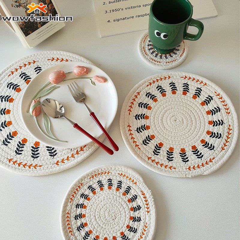 Tấm Lót Bàn Ăn Cách Nhiệt In Họa Tiết Hoa Tulip Hoạt Hình Phong Cách Bắc Âu Trang Trí Nhà Cửa