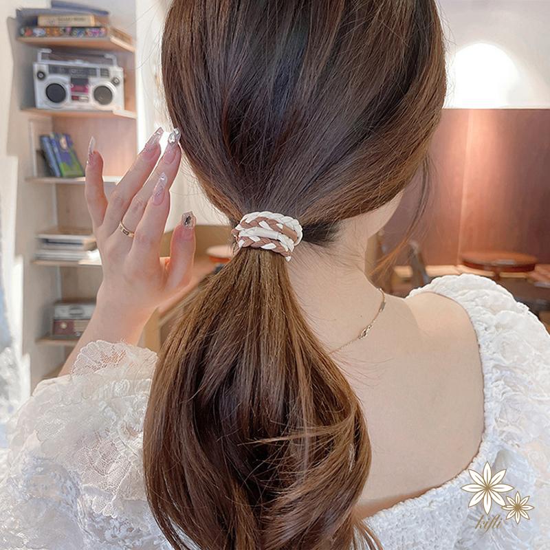 1 chiếc Dây cột tóc thun đan sợi kiêm vòng tay màu pastel xinh xắn