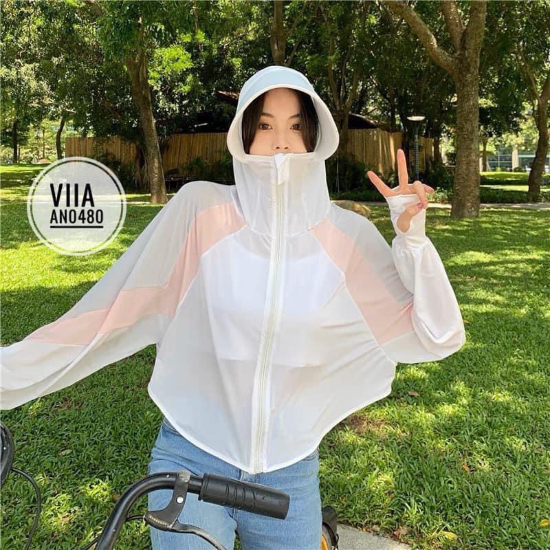 Áo chống nắng pha màu, áo nắng kèm mũ vành rộng mẫu mới 2023