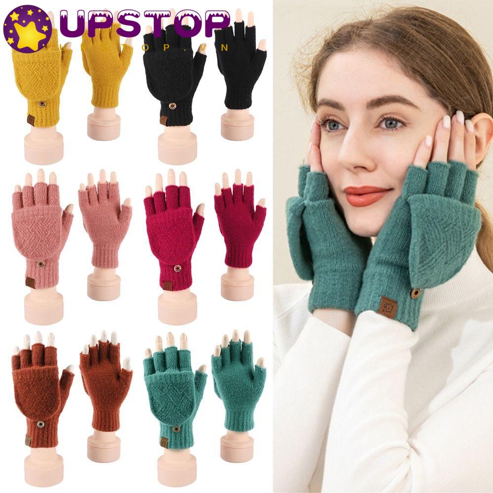 Đôi Găng Tay Len Hở Ngón Ấm Áp Cho Nữ