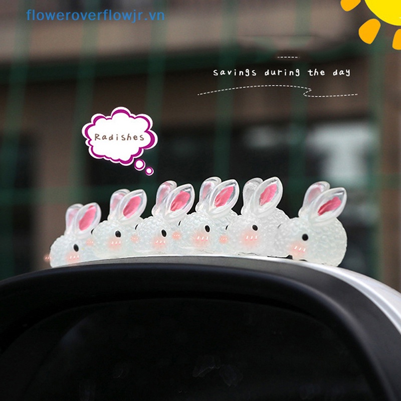 Bộ 4 Tượng Thỏ Bunny Dạ Quang Tự Dính Trang Trí Xe Hơi