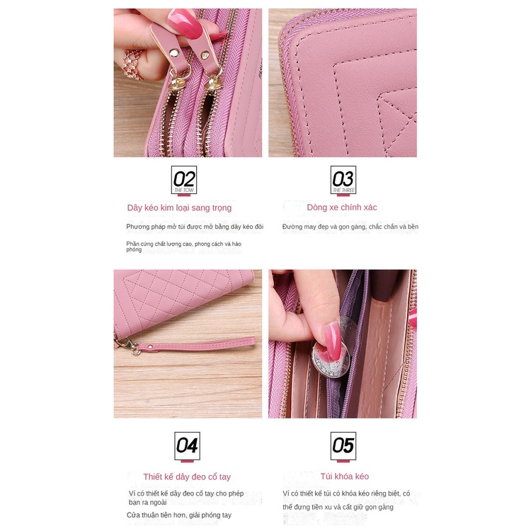 Ví Cầm Tay Dáng Dài Có Khóa Kéo Phong Cách Hàn Quốc Thời Trang Cho Nữ