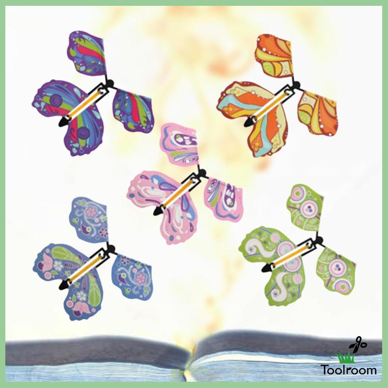 Set 5 Thẻ Đánh Dấu Trang Sách Hình Bướm Bay Lên Dây Cót Tiện Lợi