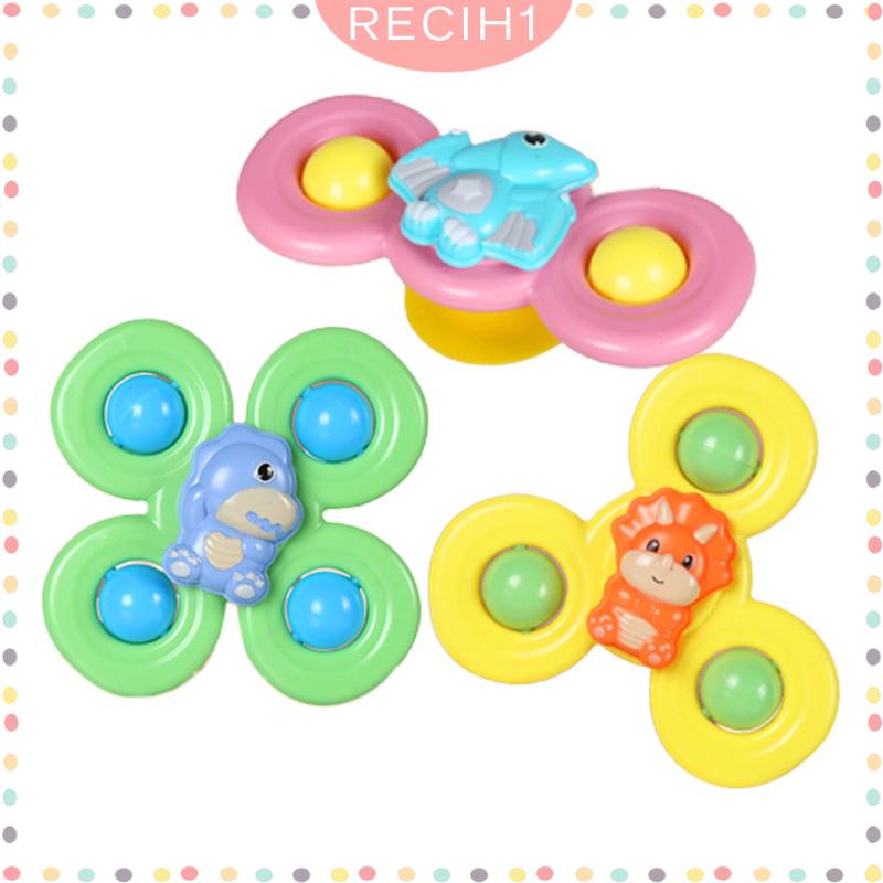 [Recih] Bộ 3 Đồ Chơi Xoay Có Cốc Hút Cho Kỹ Năng Động Cơ Tốt