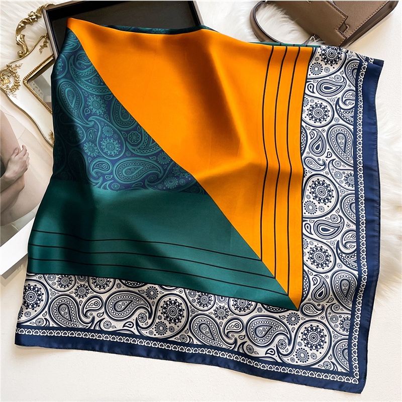 Khăn Choàng Vuông 110cm Bằng Vải Satin Gấm Nhiều Màu Sắc Chống Nắng Đa Dạng Kích Thước Lớn Thời Trang Mùa Hè