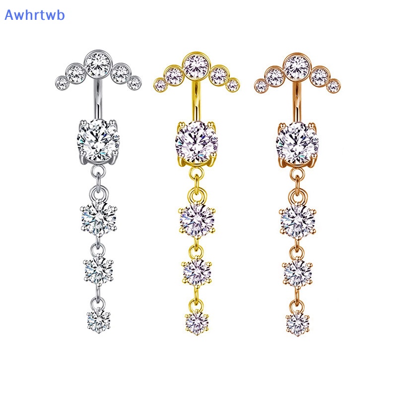 1 Bộ Khuyên Rốn Bằng Thép Không Gỉ Đính Đá Zircon Thời Trang Dành Cho Nữ Mới